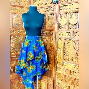 Women’s Ankara African Print Asymmetrical Layered Skirt NWT
